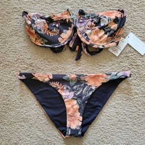 NWOT lspace black floral bikini